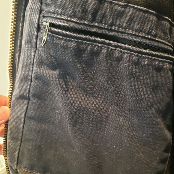 Vintage Carhartt Insulated Full Zip Canvas Work Jacket Men's - sz L Navy Blue - Picture 5 of 10